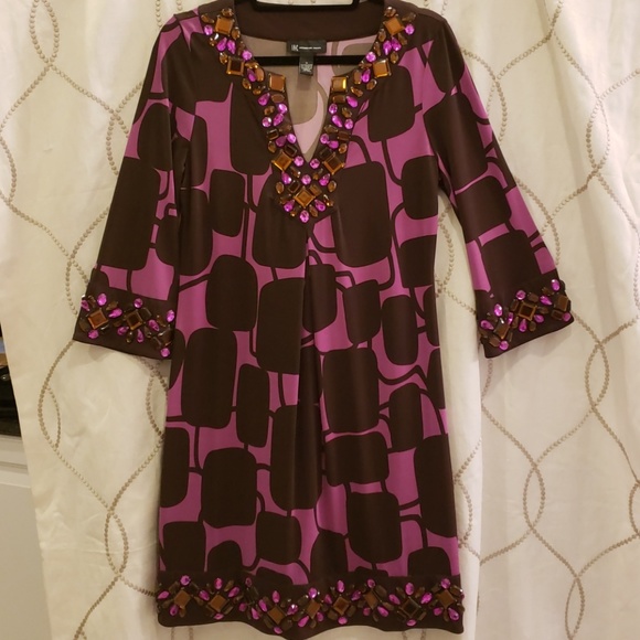 NWOT jeweled purple and brown dress - Picture 4 of 4